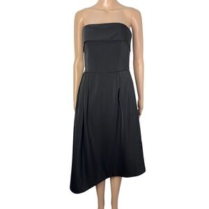 TY-LR Strapless Black A-Line Midi Asymmetrical Formal Party Prom Cocktail Dress